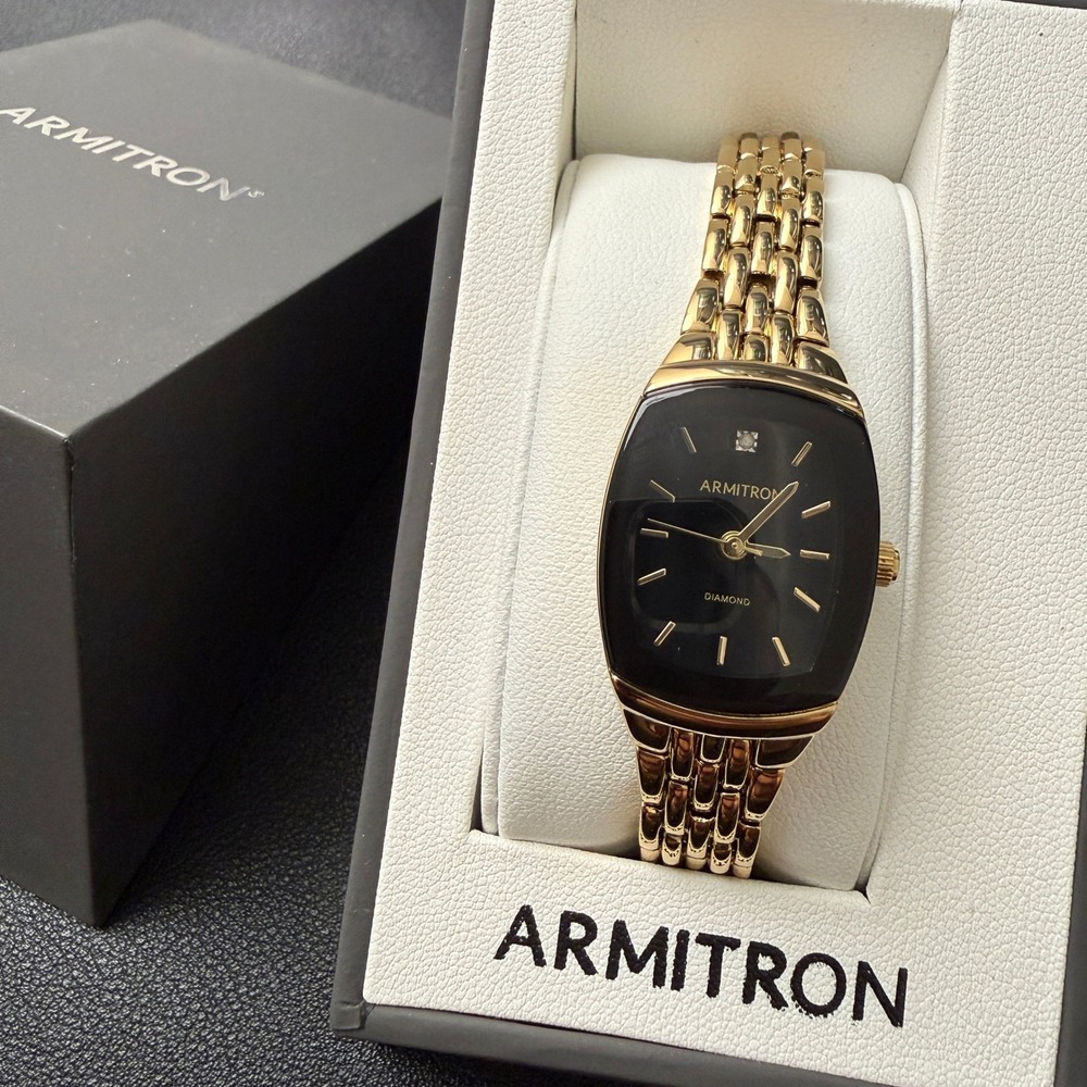 Armitron Women's 75/5195GP Gold Tone Diamond Accented Bracelet Watch New Batter - Picture 2 of 7